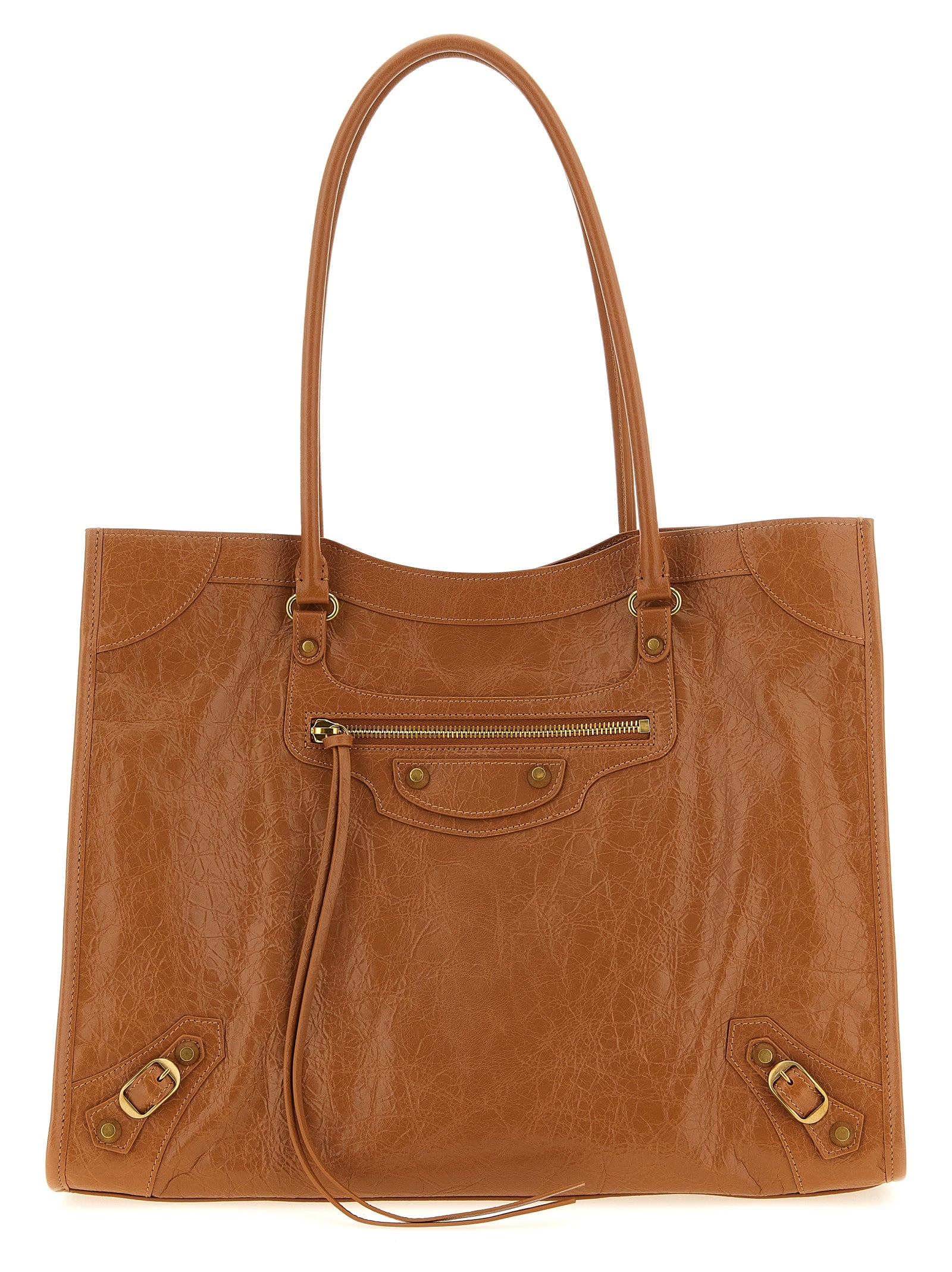 Brown Lamb Leather Shoulder Bag
