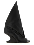 Black Calfskin Stiletto Heel Sandals