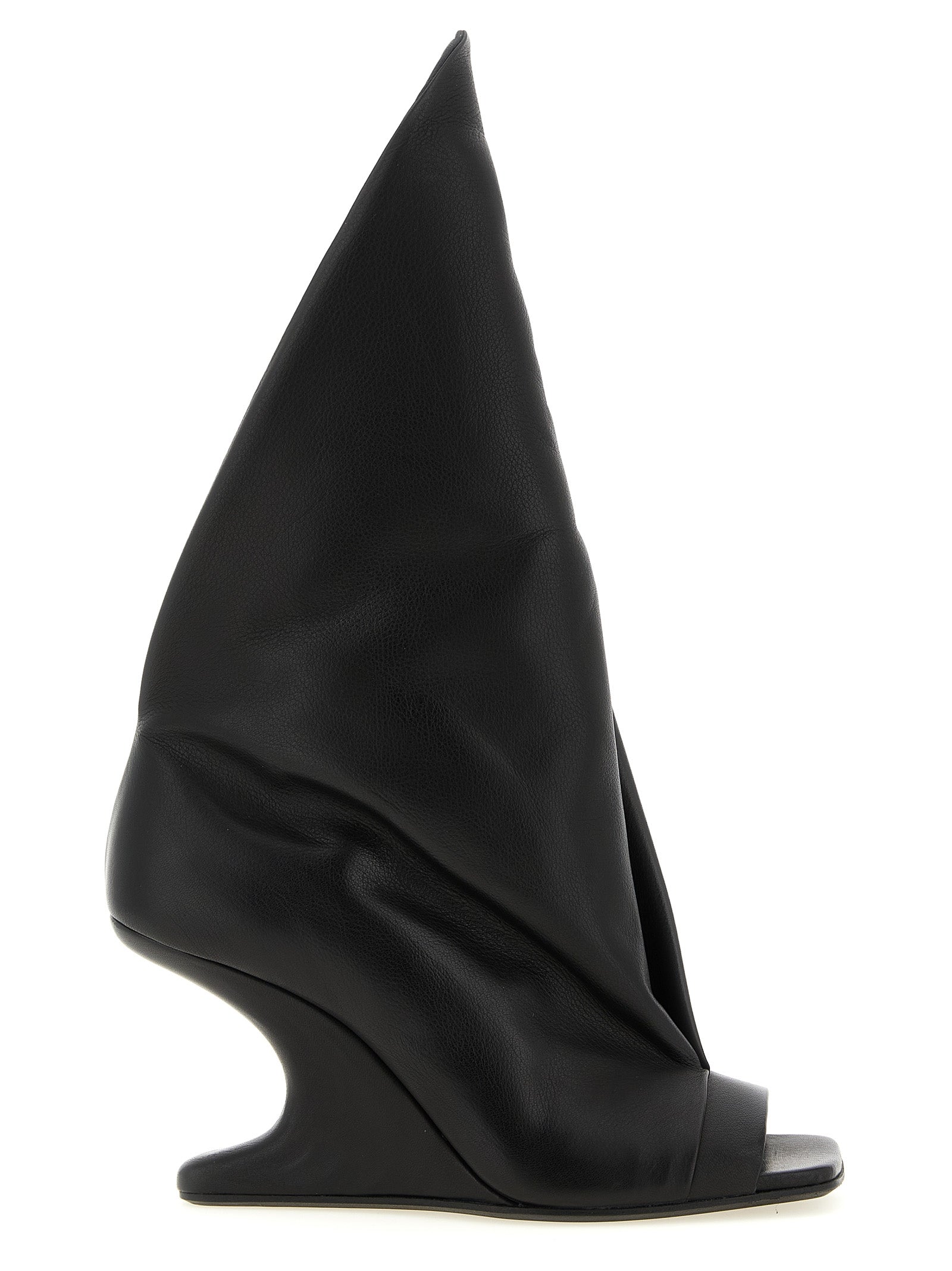 Black Calfskin Stiletto Heel Sandals