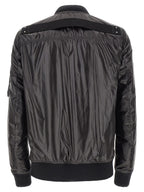 Black Nylon Bomber