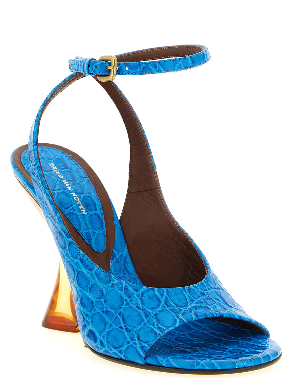 Blue Calfskin Wedge Sandals