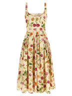 Beige Cotton Midi Dress