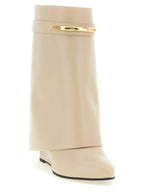 Beige Calfskin Ankle Boots