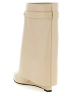 Beige Calfskin Ankle Boots