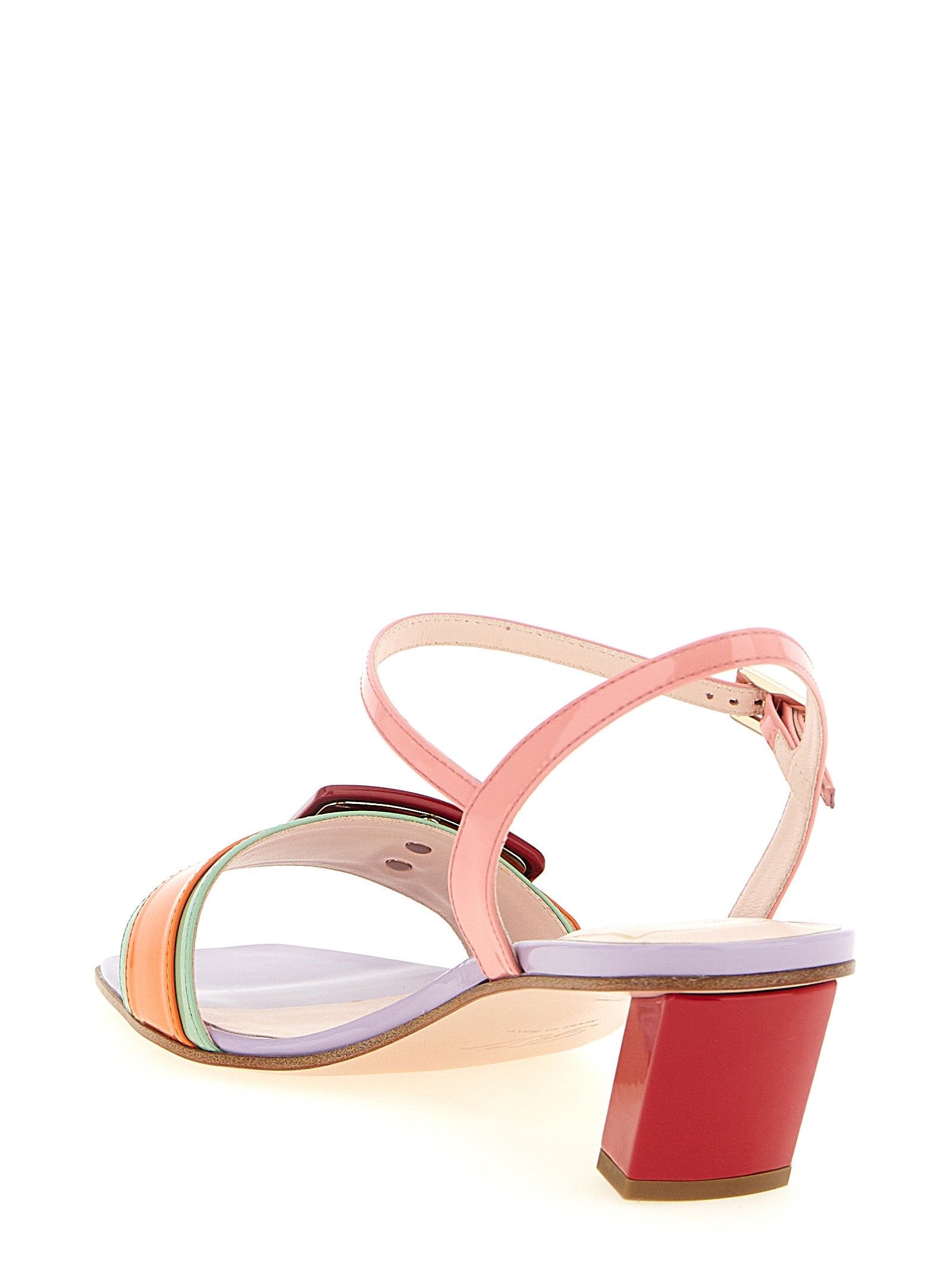 Multicolor Calfskin Stiletto Heel Sandals