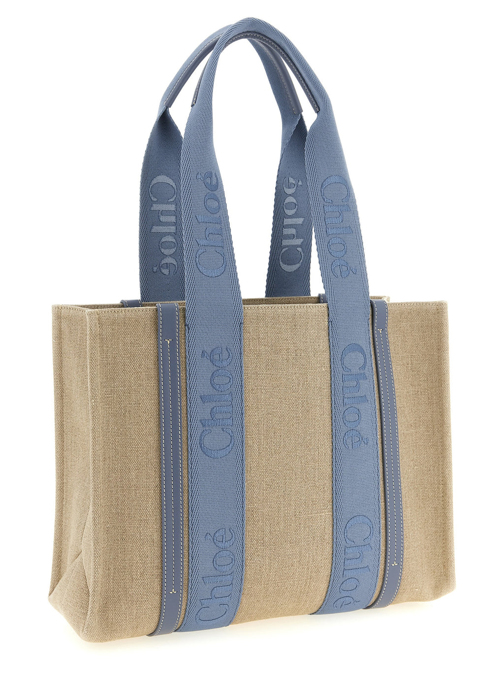 Blue Linen Tote Bag