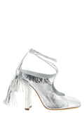Silver Lamb Leather High Heel Pumps