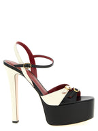 Bicolor Calfskin Stiletto Heel Sandals