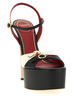 Bicolor Calfskin Stiletto Heel Sandals