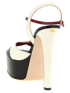 Bicolor Calfskin Stiletto Heel Sandals