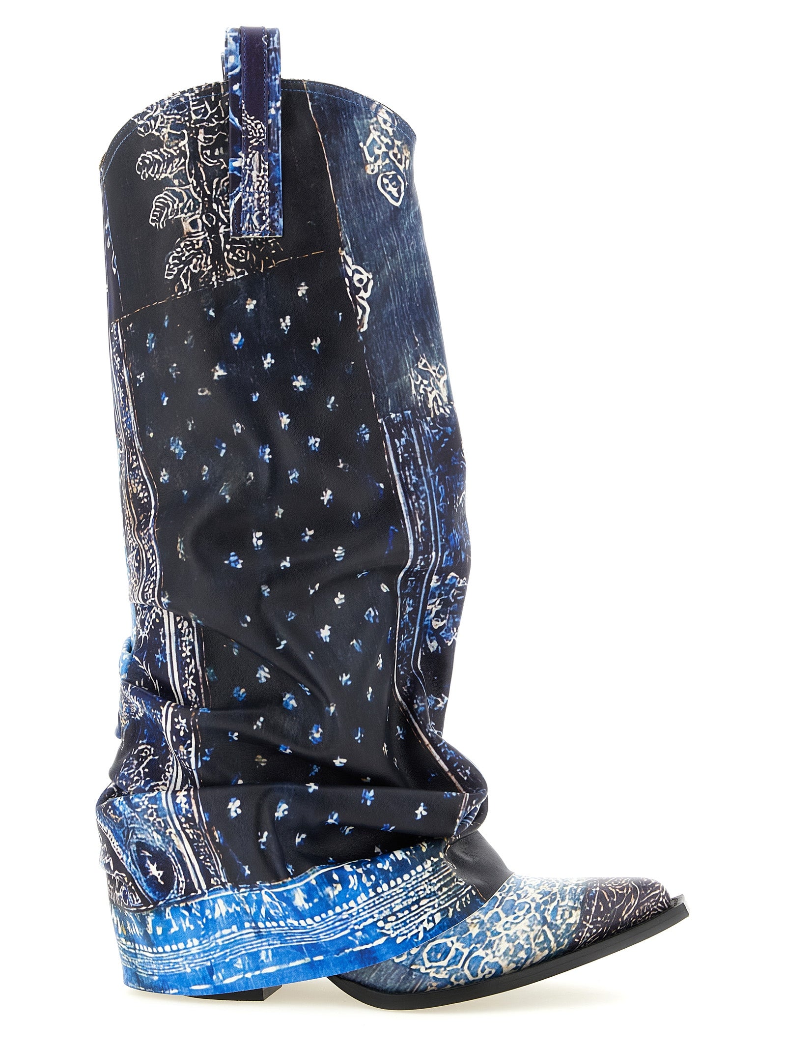 Blue Leather Chelsea Boots
