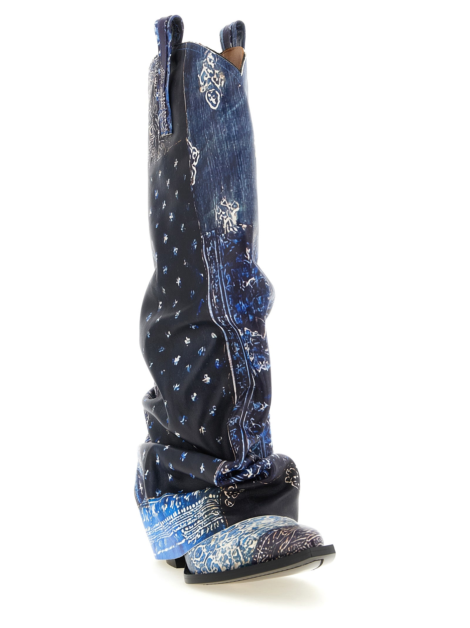 Blue Leather Chelsea Boots