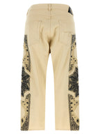 Beige Cotton Straight-Leg Jeans
