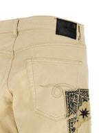 Beige Cotton Straight-Leg Jeans