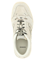 Beige Bovine Leather Platform Sneakers