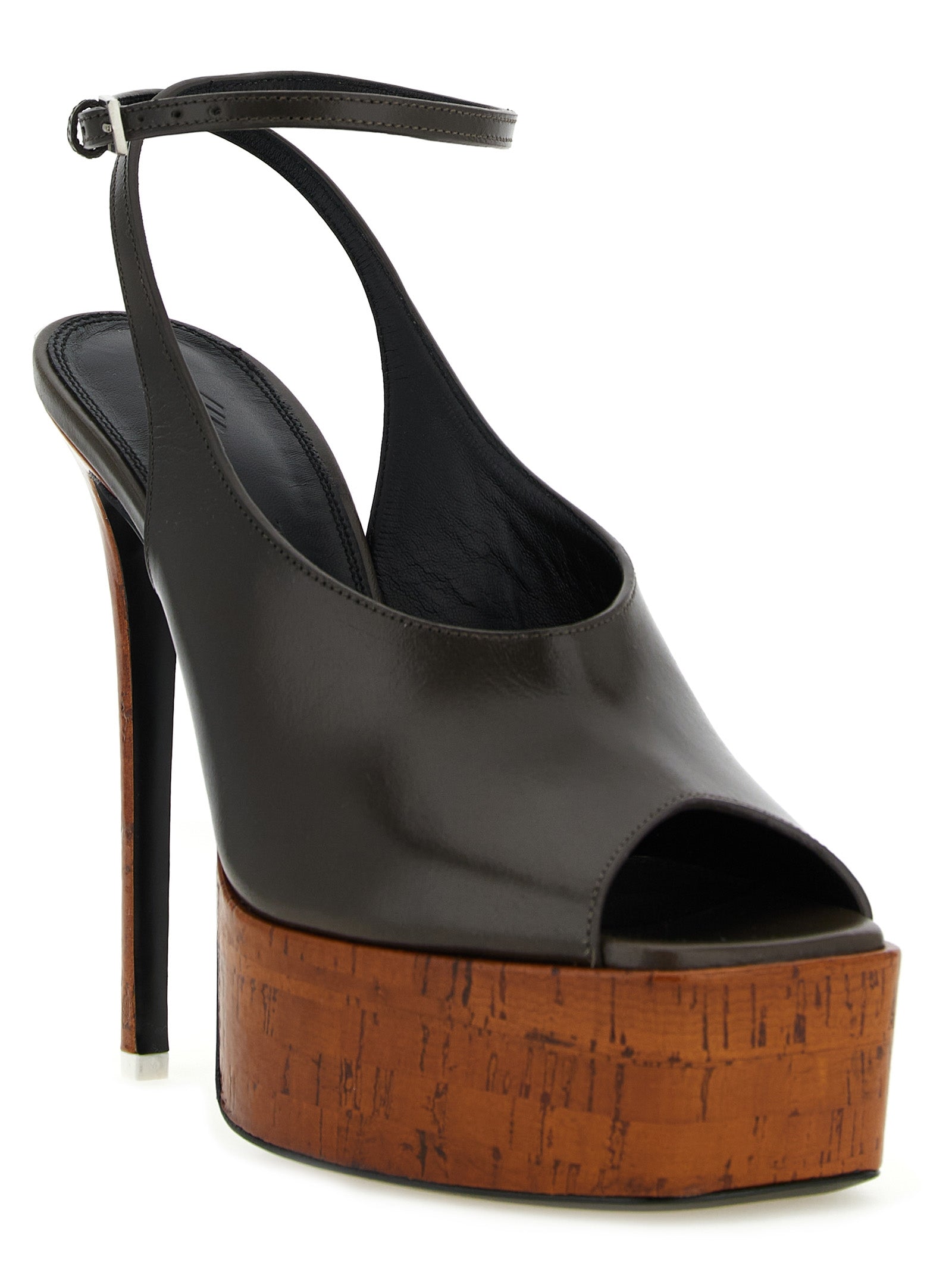 Bicolor Calfskin Stiletto Heel Sandals