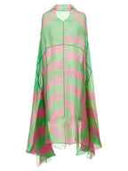 Bicolor Silk Midi Dress