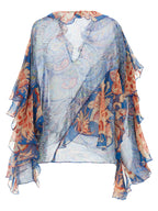 Blue Silk Blouse