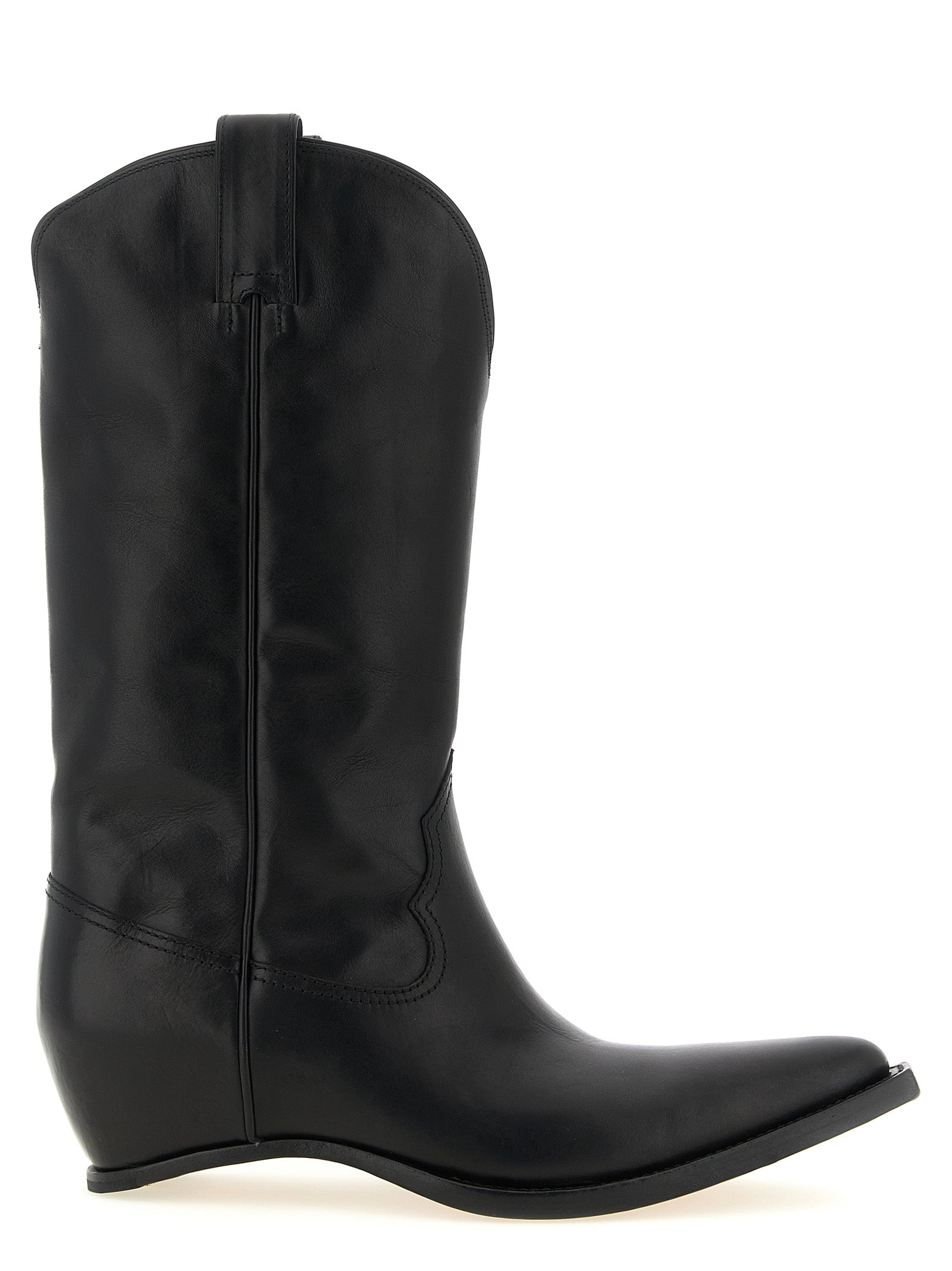 Black Bovine Leather Over The Knee