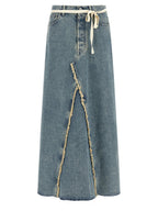 Blue Cotton Mini Skirt