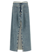 Blue Cotton Mini Skirt