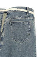 Blue Cotton Mini Skirt