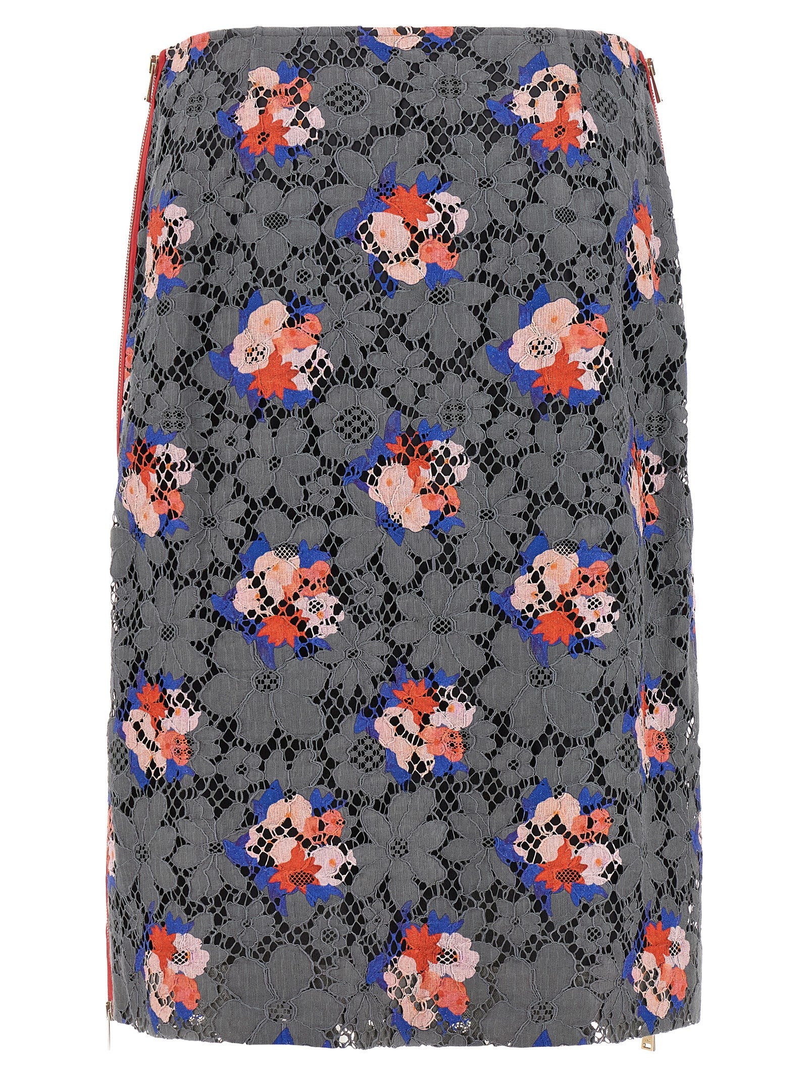 Gray Cotton Midi Skirt