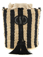 Black Straw Shoulder Bag
