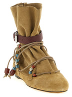 Beige Calfskin Ankle Boots