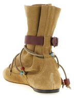 Beige Calfskin Ankle Boots