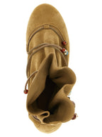 Beige Calfskin Ankle Boots