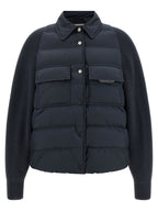 Blue Polyester Full-Length Jacket
