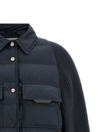 Blue Polyester Full-Length Jacket