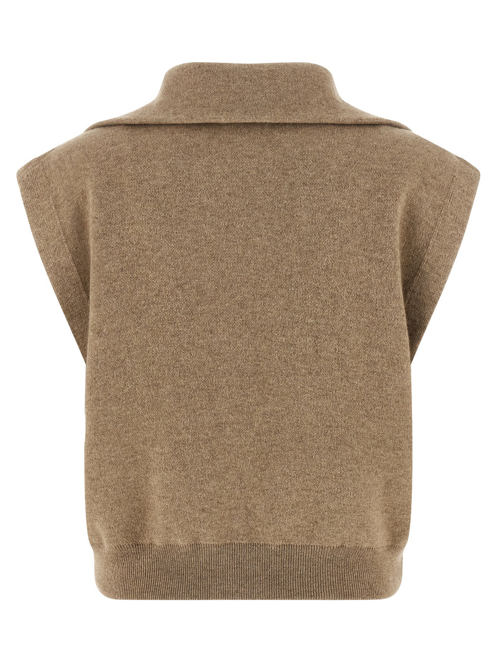 Beige Cashmere Sleeveless Jacket