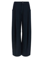 Blue Cotton Casual Pants