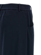 Blue Cotton Casual Pants