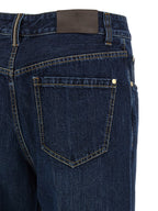 Blue Cotton Cropped Jeans
