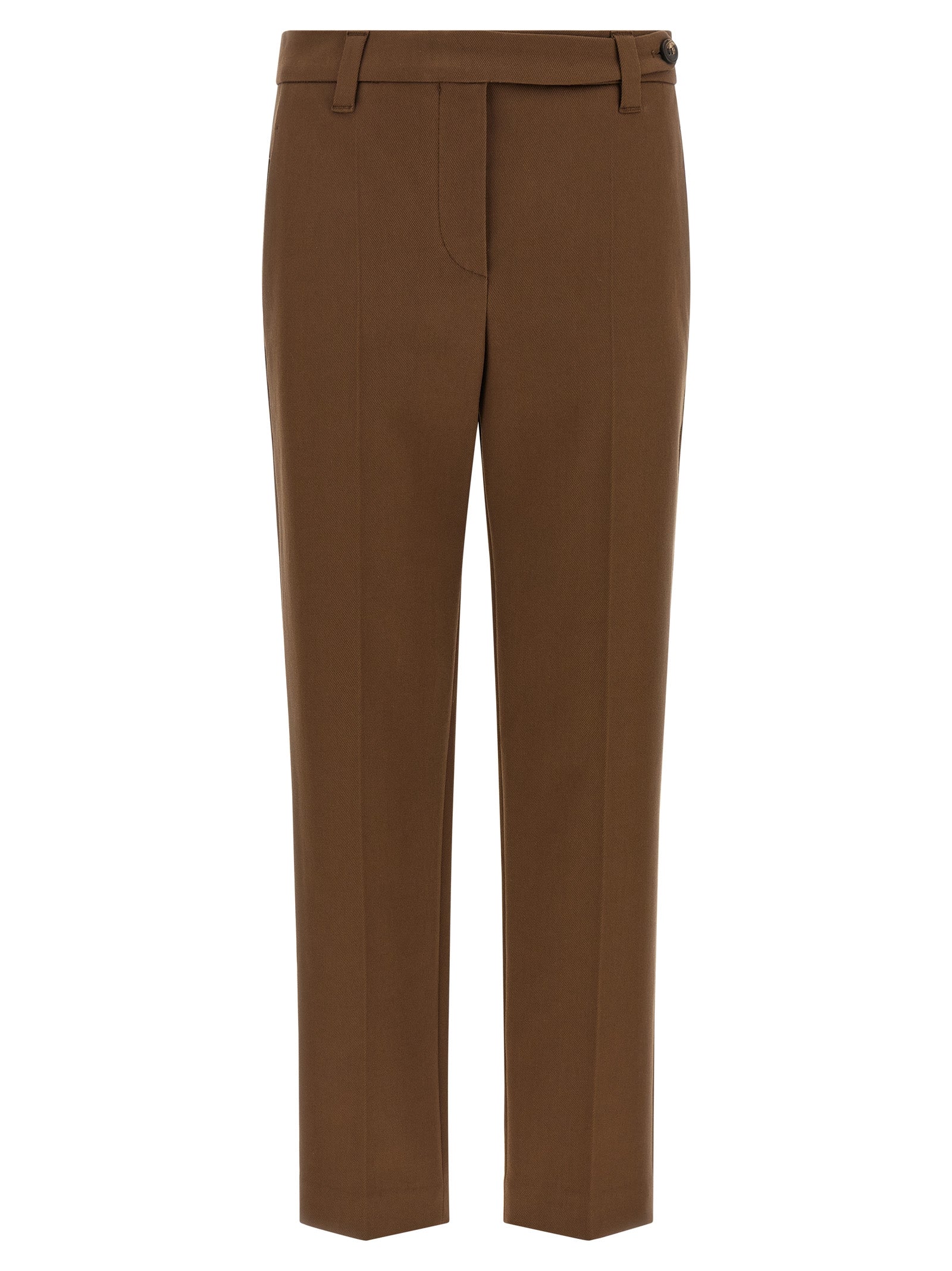 Brown Cotton Cropped Pants