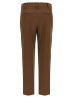 Brown Cotton Cropped Pants