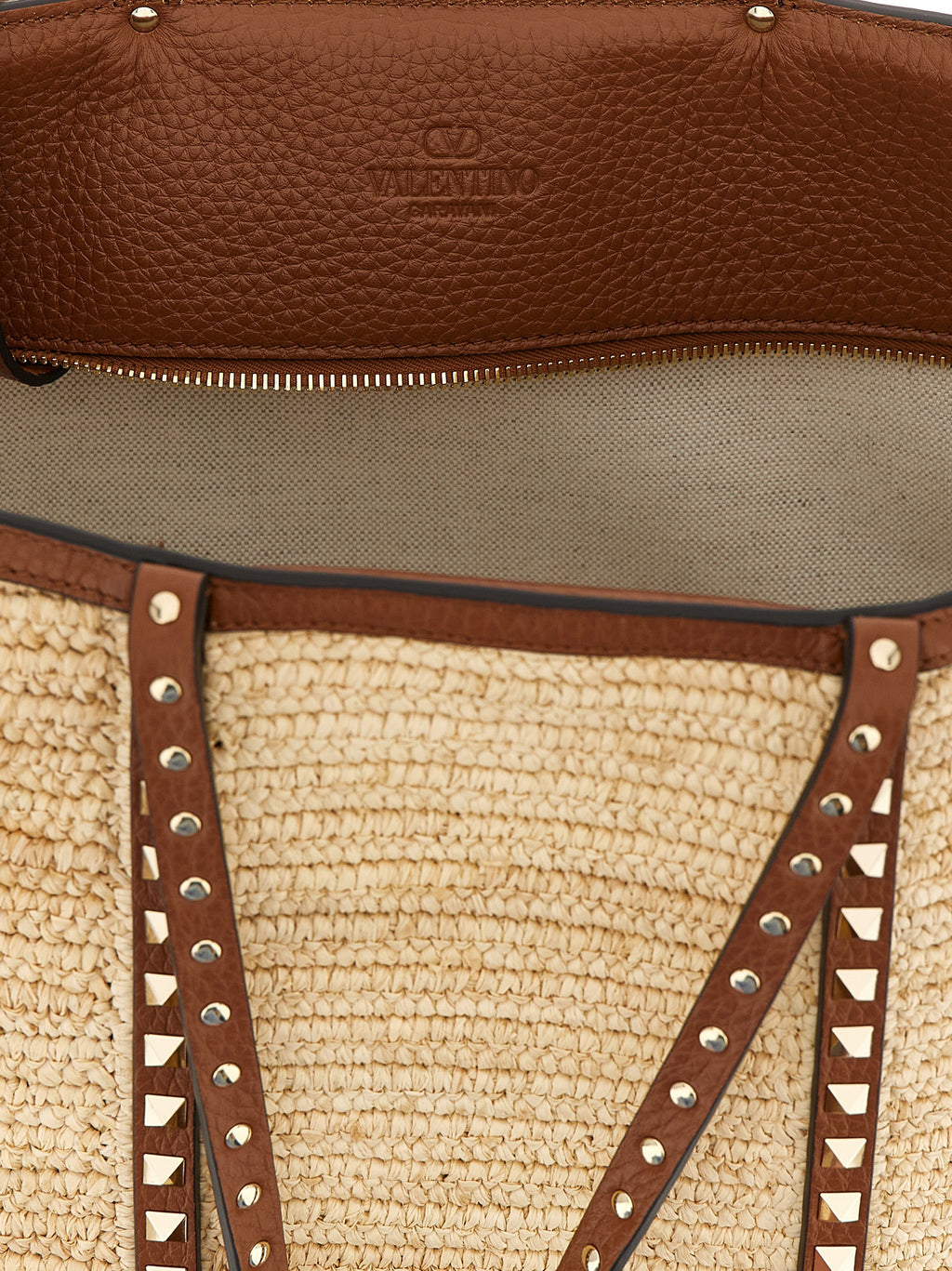 Beige Straw Tote Bag