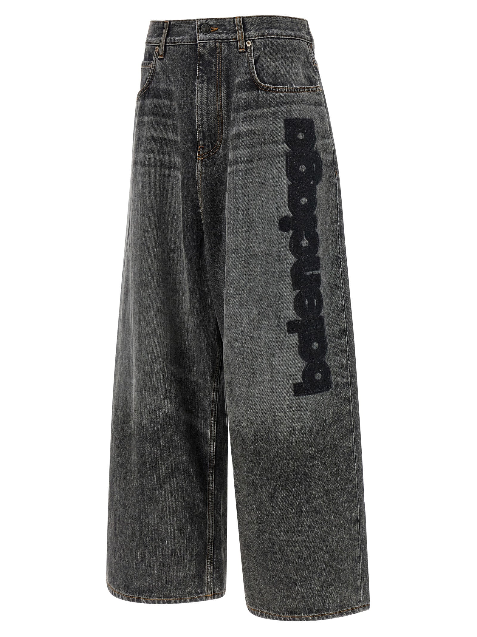 Gray Cotton Relaxed Fit Jeans