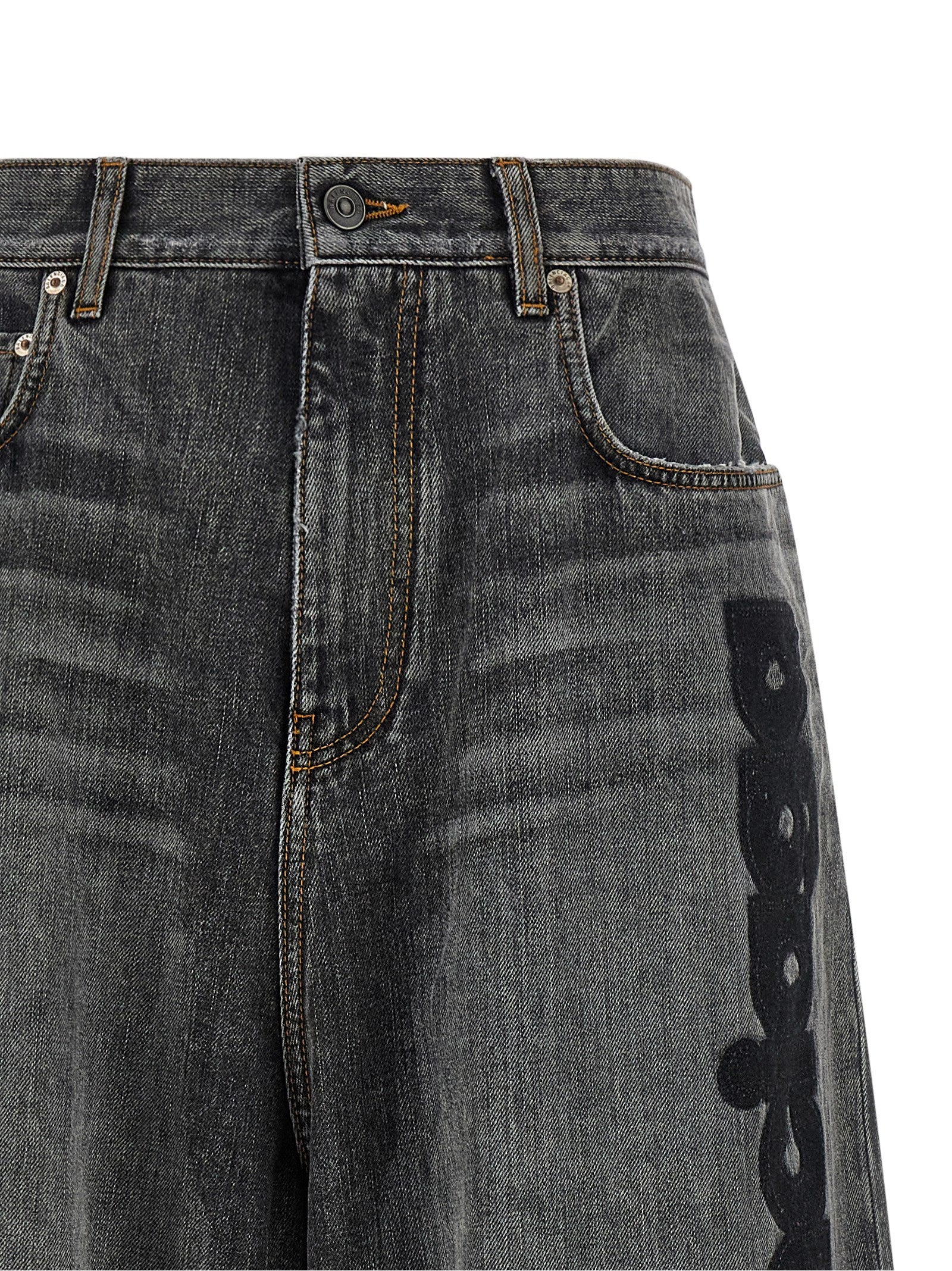 Gray Cotton Relaxed Fit Jeans