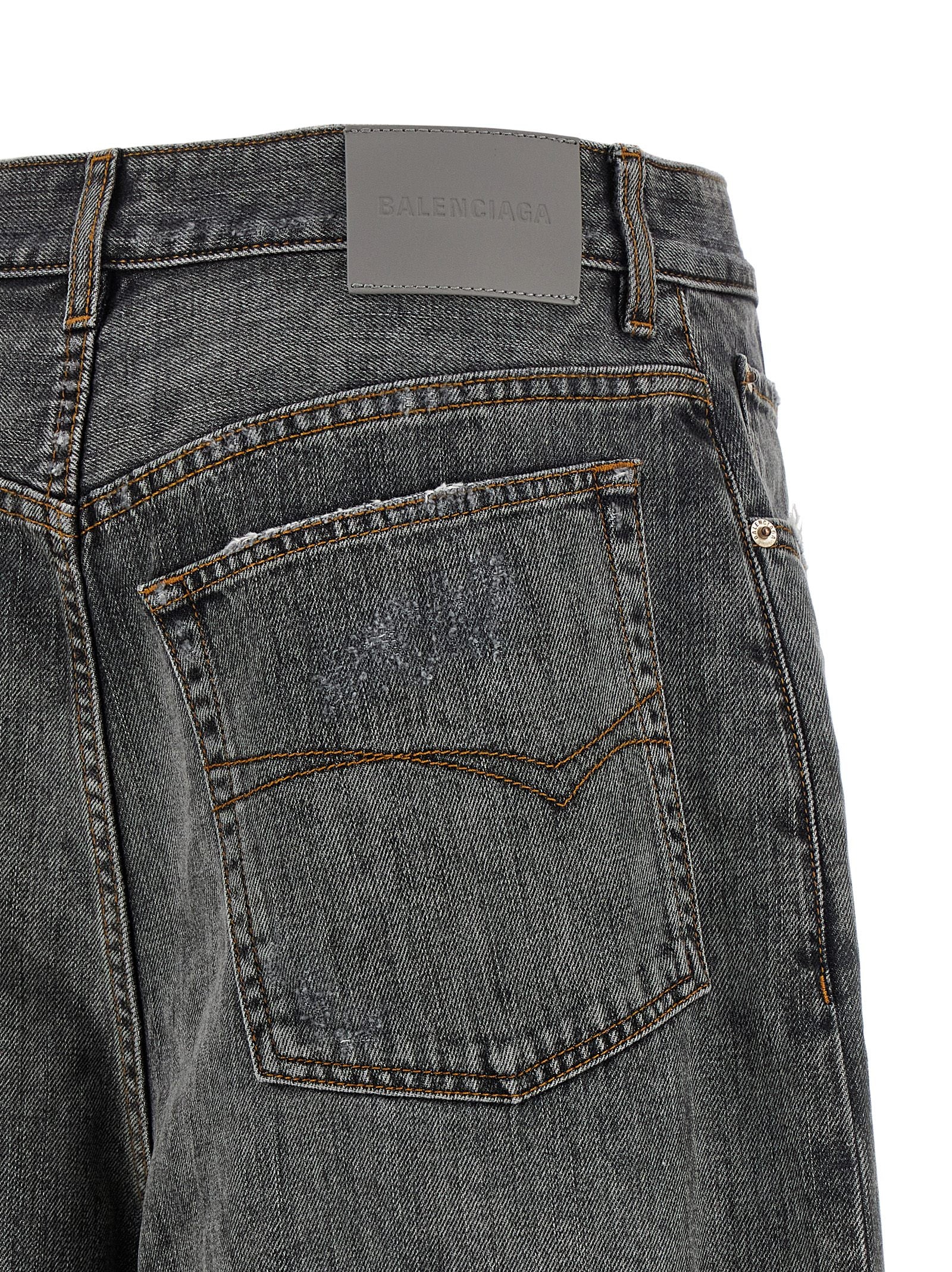 Gray Cotton Relaxed Fit Jeans