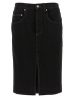 Black Cotton Midi Skirt