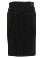 Black Cotton Midi Skirt
