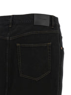 Black Cotton Midi Skirt