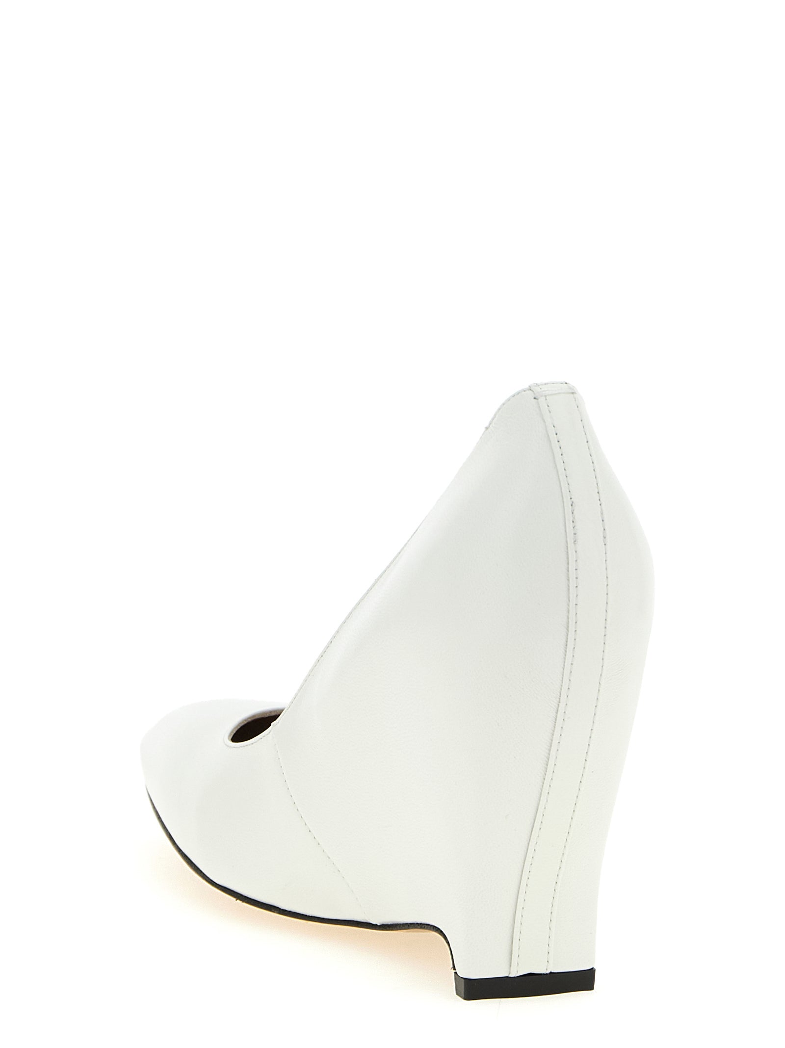 White Lambskin High Heel Pumps