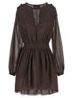 Brown Cotton Short Dress