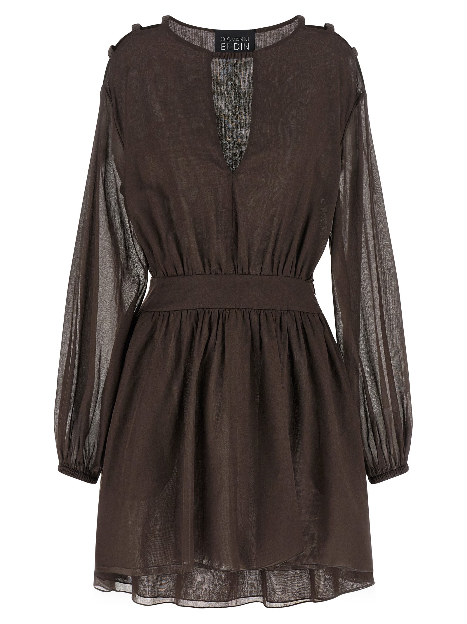 Brown Cotton Short Dress
