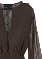 Brown Cotton Short Dress